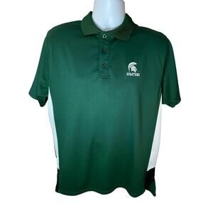 Michigan State Spartans Polo Shirt Men’s Size L Green Short Sleeve Collared NCAA